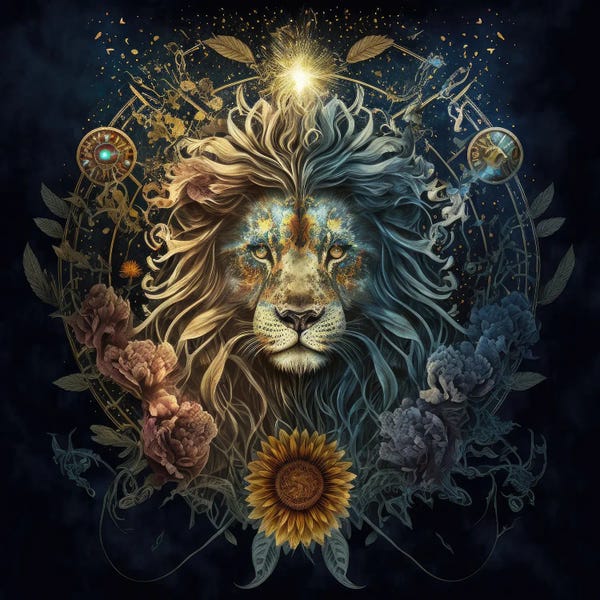Fine Art Print: Sunflower Pride, Lion by Spacescapes