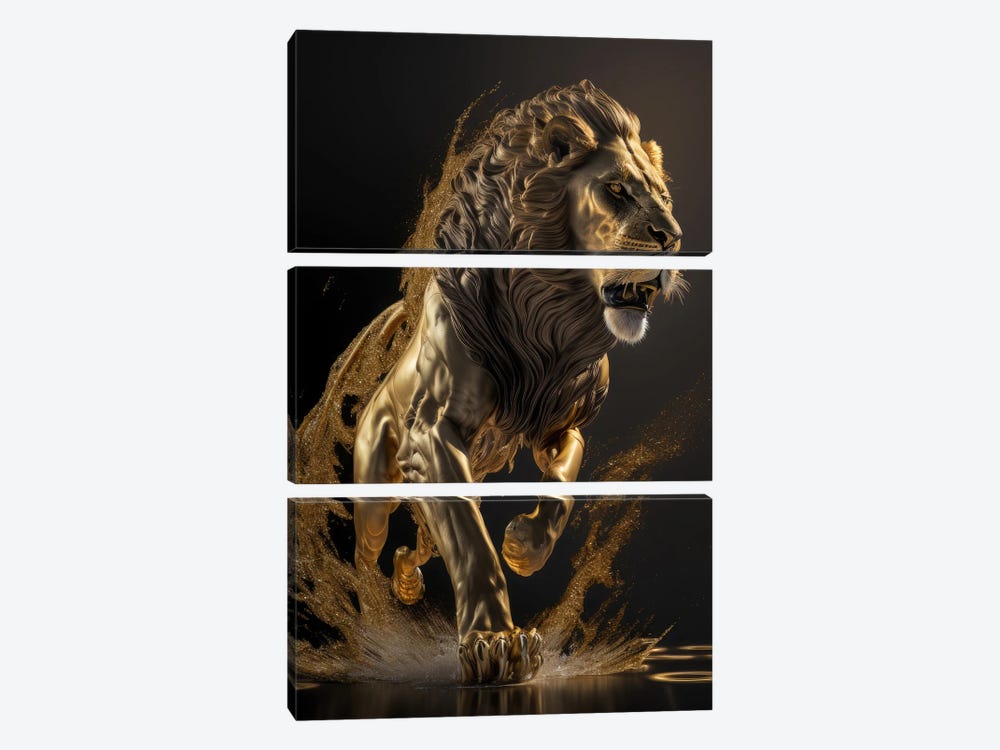 Superiority, Lion by Spacescapes 3-piece Canvas Wall Art
