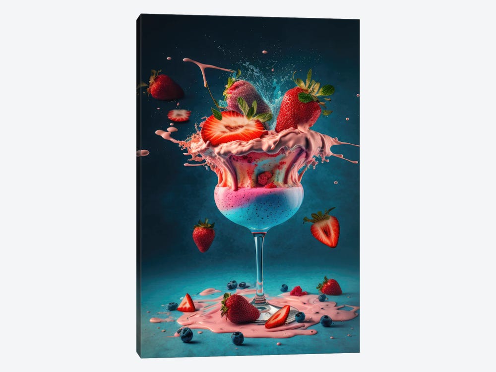 Strawberry Daiquiri Cocktail by Spacescapes 1-piece Canvas Wall Art