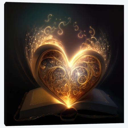 Illuminated Heart Book Canvas Print #SPU5} by Spacescapes Canvas Art Print