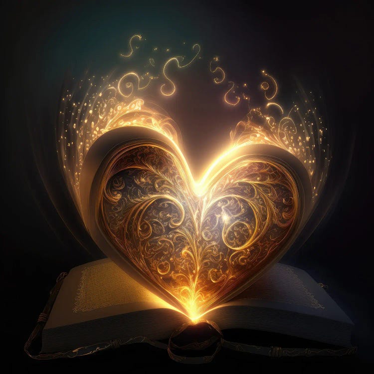 Illuminated Heart Book by Spacescapes wall art
