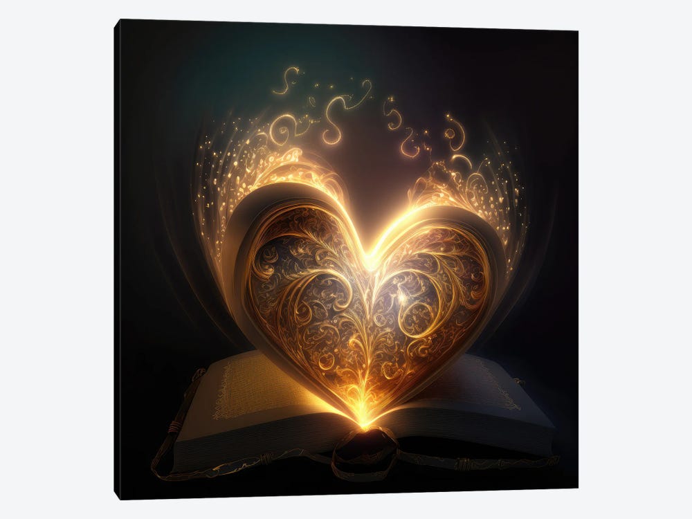 Illuminated Heart Book by Spacescapes 1-piece Canvas Wall Art