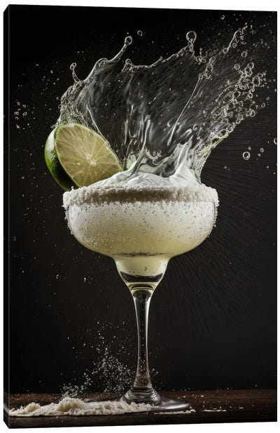 Margarita Splash Cocktail Canvas Art Print - Tequila Art