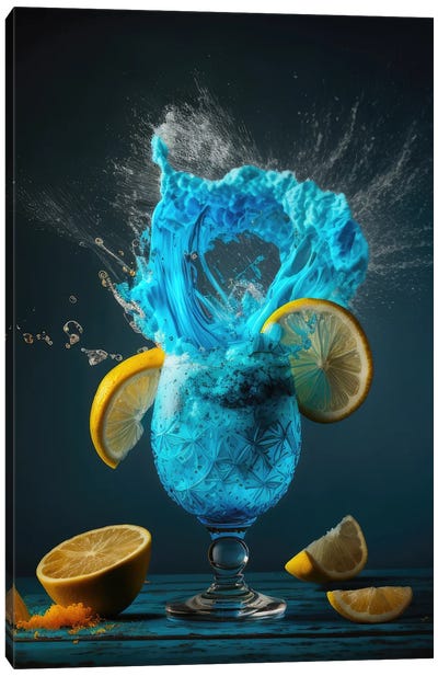 Blue Lagoon Tropical Cocktail Canvas Art Print - Cocktail & Mixed Drink Art