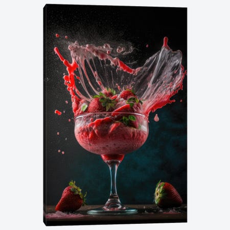 Explosive Strawberry Daiquiri Canvas Print #SPU67} by Spacescapes Canvas Artwork