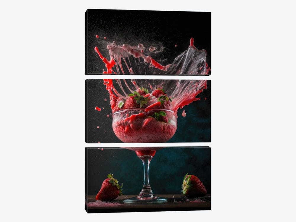 Explosive Strawberry Daiquiri by Spacescapes 3-piece Canvas Wall Art