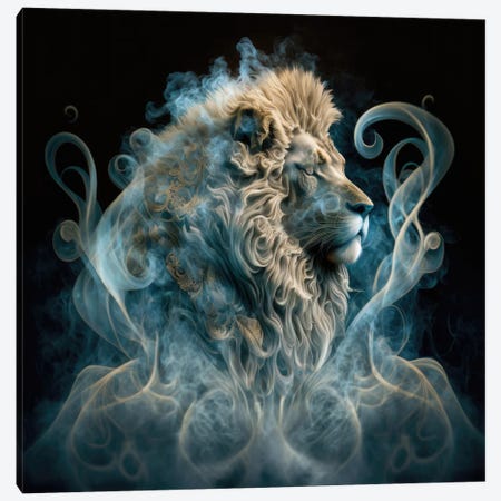 Smokey Vape Lion Canvas Print #SPU73} by Spacescapes Canvas Wall Art