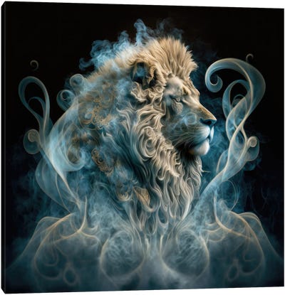 Smokey Vape Lion Canvas Art Print - Spacescapes