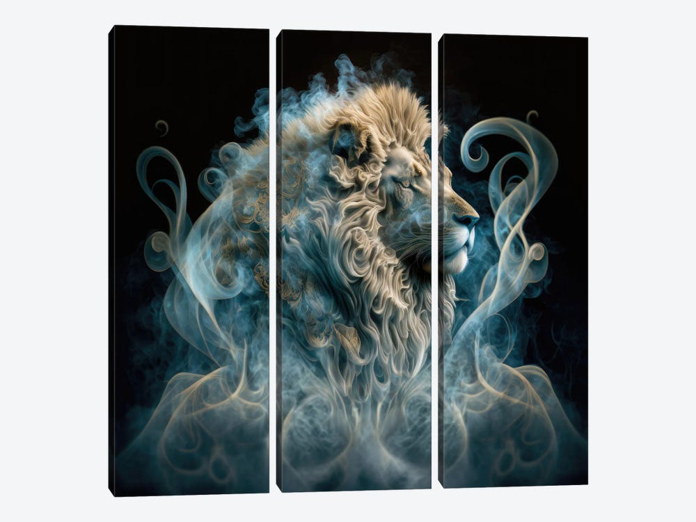 Smokey Vape Lion by Spacescapes 3-piece Canvas Art Print