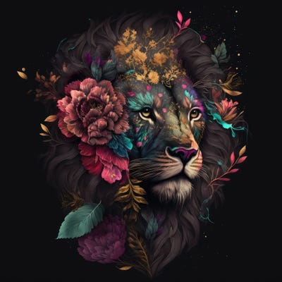 Ethereal Petals Lion by Spacescapes multi panel art