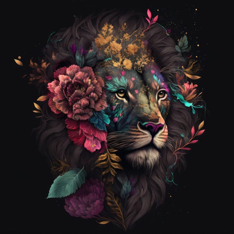 Ethereal Petals Lion