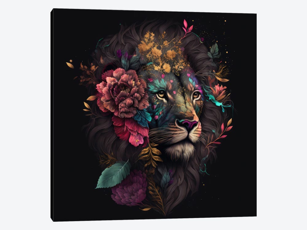 Ethereal Petals Lion by Spacescapes 1-piece Canvas Wall Art