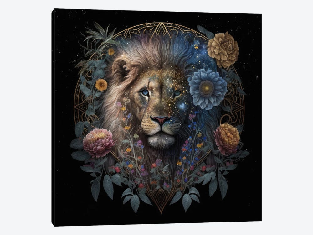 Midnight Bloom Lion by Spacescapes 1-piece Art Print