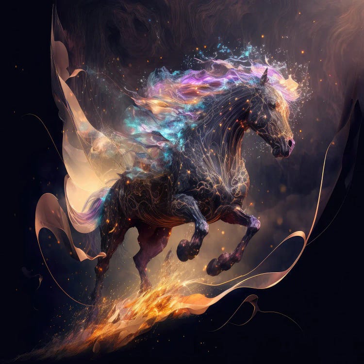 Cosmic Nightrider Horse by Spacescapes wall art