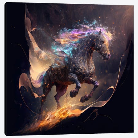 Cosmic Nightrider Horse Canvas Print #SPU9} by Spacescapes Canvas Wall Art