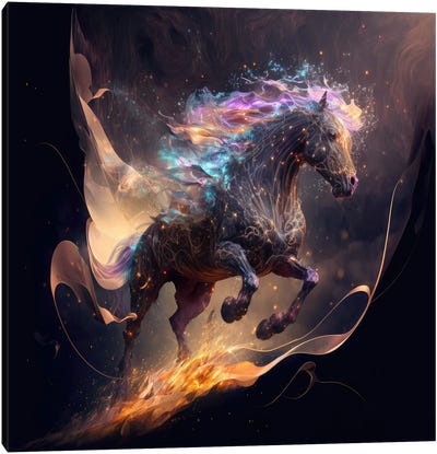 Cosmic Nightrider Horse Canvas Art Print - Spacescapes
