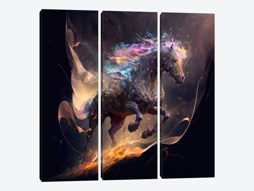 Cosmic Nightrider Horse by Spacescapes 3-piece Canvas Artwork