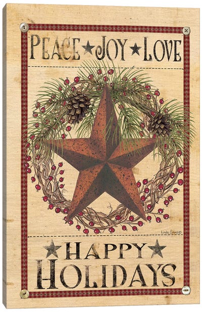 Happy Holiday Barn Star I Canvas Art Print