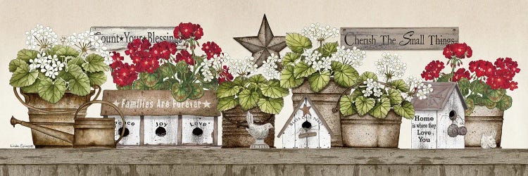 Geranium Shelf by Linda Spivey wall art