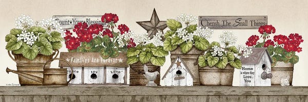 Geraniums: Geranium Shelf by Linda Spivey