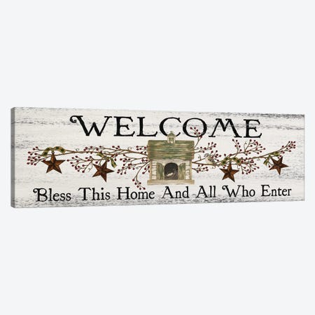 Bless This Home And All Who Enter Canvas Print #SPV34} by Linda Spivey Canvas Wall Art