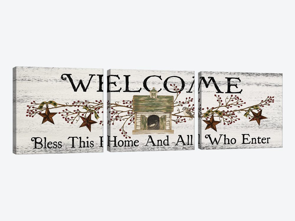 Bless This Home And All Who Enter by Linda Spivey 3-piece Canvas Wall Art