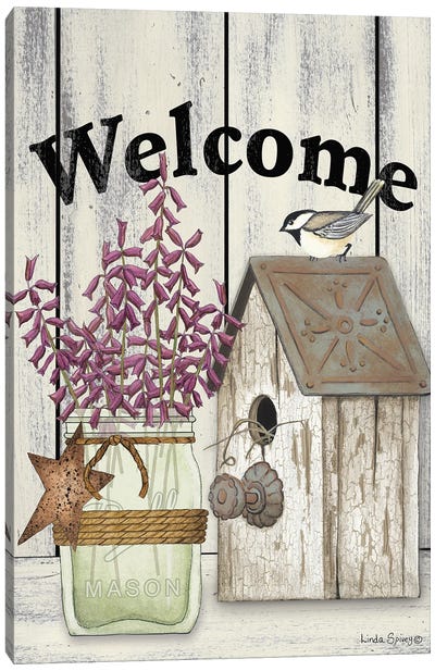 Welcome Flowers In Jar Canvas Art Print