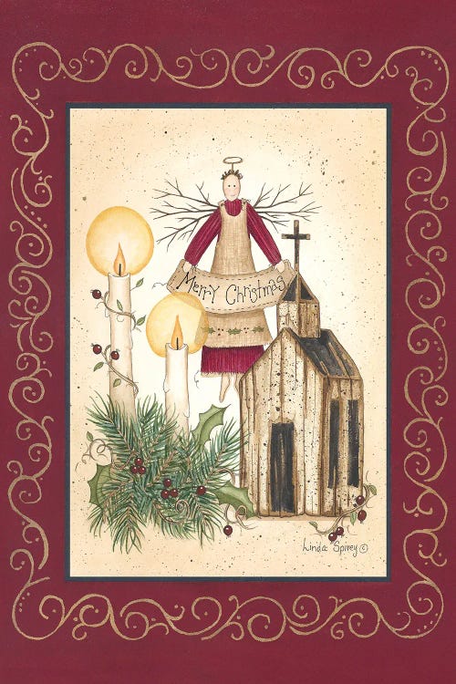 Merry Christmas Angel by Linda Spivey wall art