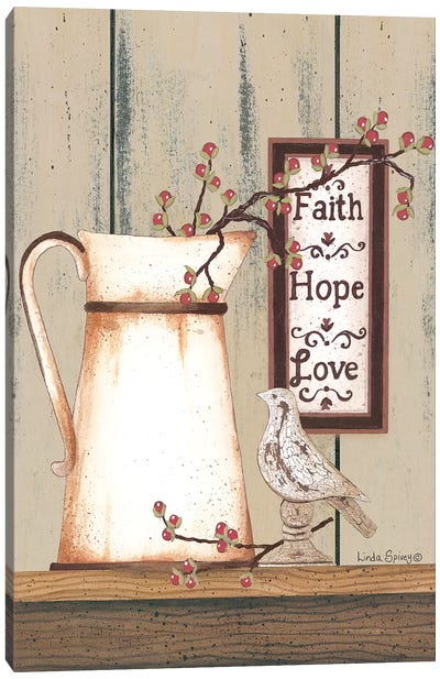 Faith Hope Love Canvas Art Print - Farmhouse Kitchen Art