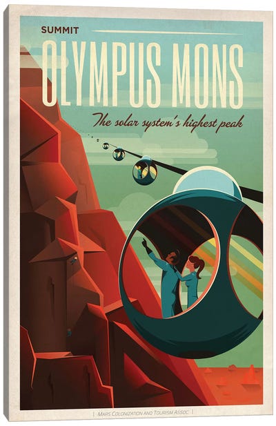 Olympus Mons Space Travel Poster Canvas Art Print - 3-Piece Vintage Art