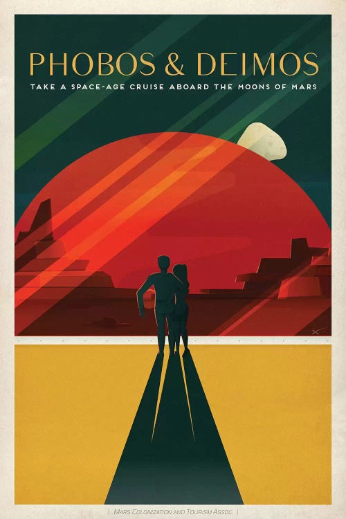 Phobos & Deimos Space Travel Poster by SpaceX wall art