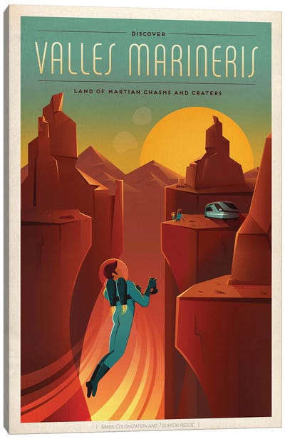 Valles Marineris Space Travel Poster Canvas Art Print - Astronomy & Space Art