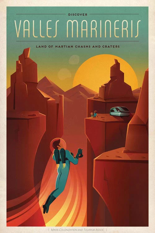 Valles Marineris Space Travel Poster by SpaceX wall art