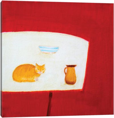 Still Life With Cat Canvas Art Print - Andrew Squire