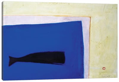 Whale Window Canvas Art Print - International Klein Blue