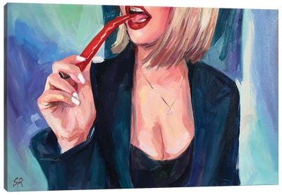 Girl With A Pepper Canvas Art Print - Sasha Robinson