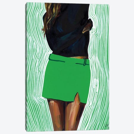 Girl In Green Short Skirt Canvas Print #SRB147} by Sasha Robinson Canvas Print