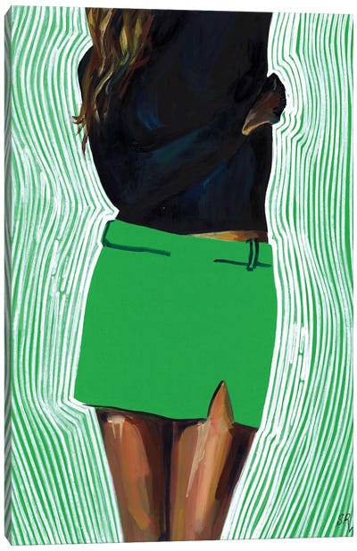 Girl In Green Short Skirt Canvas Art Print - Sasha Robinson