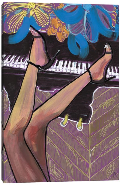 Piano Girl Canvas Art Print - Piano Art