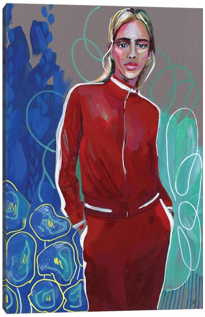 Red Jacket Girl Canvas Art Print - Graphic Fashion