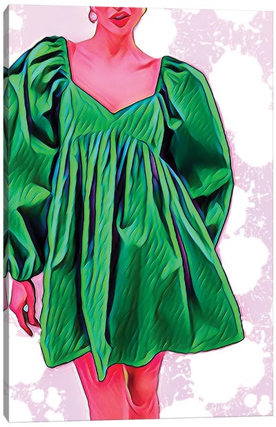 Green Grass Dress Canvas Art Print - Graphic Fashion
