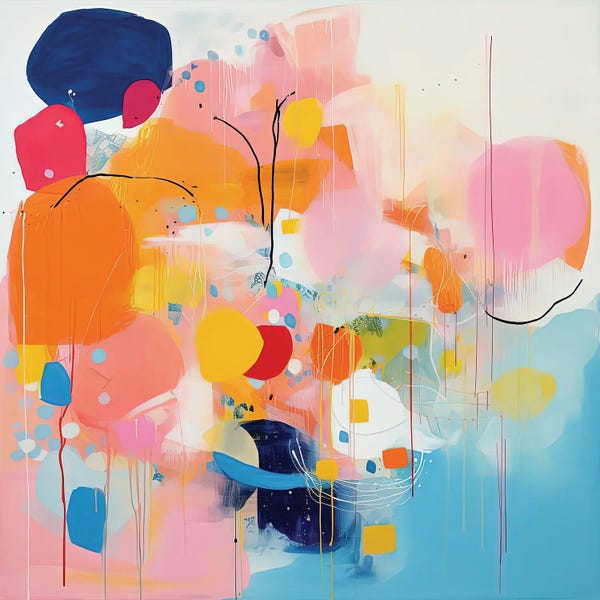 Sasha Robinson: Blue Sky And Pink Absract by Sasha Robinson