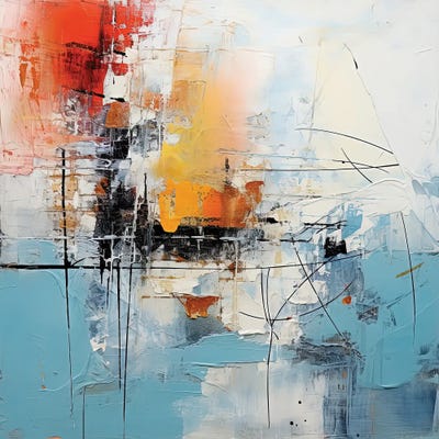 Blue Red And Yellow Abstract by Sasha Robinson framed canvas print