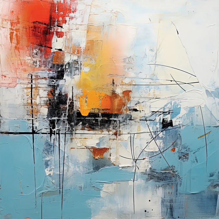Blue Red And Yellow Abstract by Sasha Robinson wall art