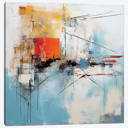 White, Blue, Yellow And Orange Abstract Canvas Print #SRB253} by Sasha Robinson Canvas Art