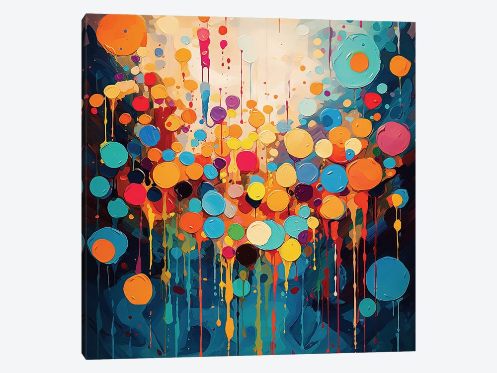Colorful Blue And Orange Dots Abstract by Sasha Robinson 1-piece Canvas Artwork