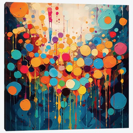 Colorful Blue And Orange Dots Abstract Canvas Print #SRB254} by Sasha Robinson Canvas Print