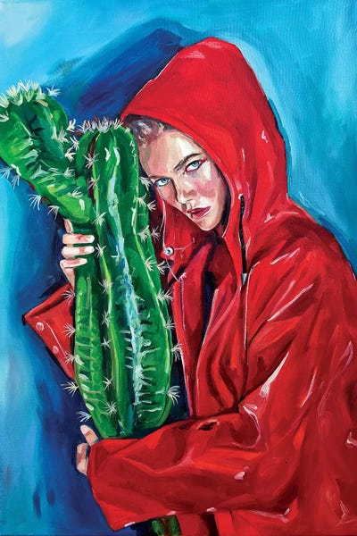 Girl With Cactus by Sasha Robinson framed canvas print