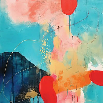 Blue Red Salmon And Indigo Splashes by Sasha Robinson canvas print