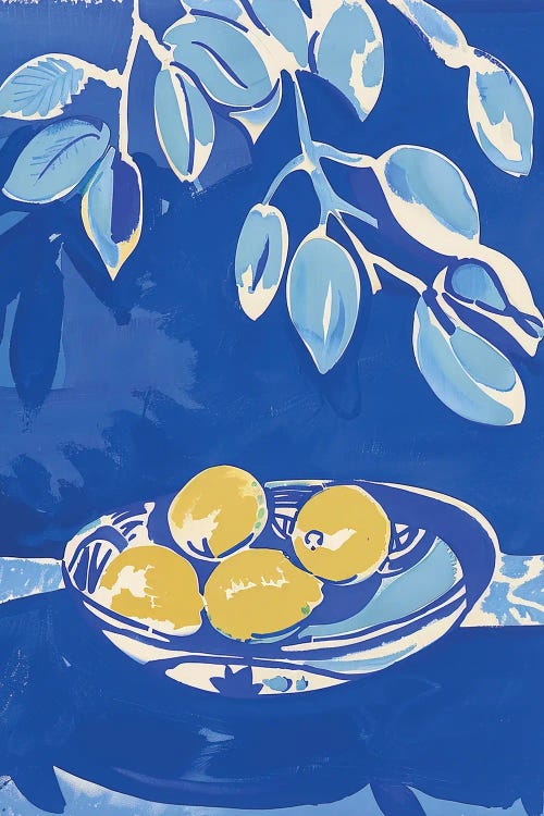 Blue Still Life With Lemons